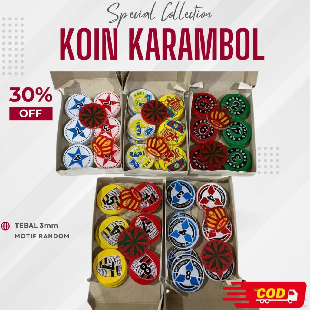 Biji Koin Buah Karambol Carambol Motif Nomor Angka Bahan Akrilik Tebal 3 mm