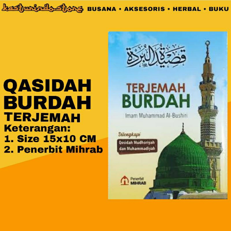 Kitab Qasidah Burdah edisi Arab Latin & Terjemah Ukuran 10x15 CM