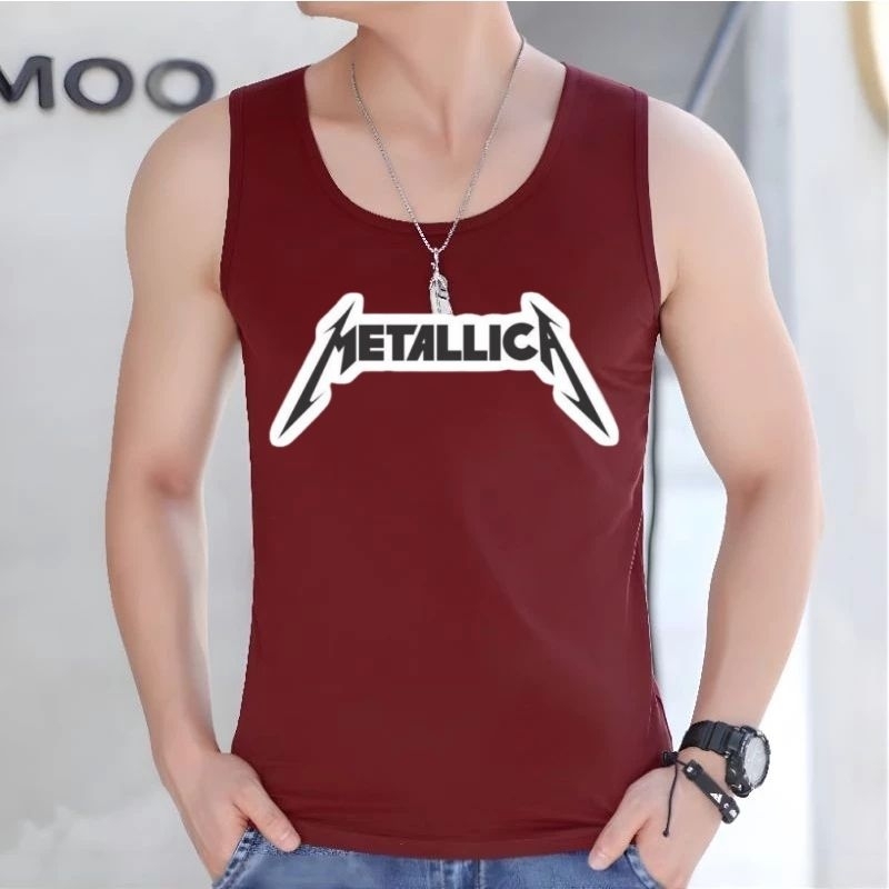 Singlet Metallica Pria Kaos Metallica Merah Maroon