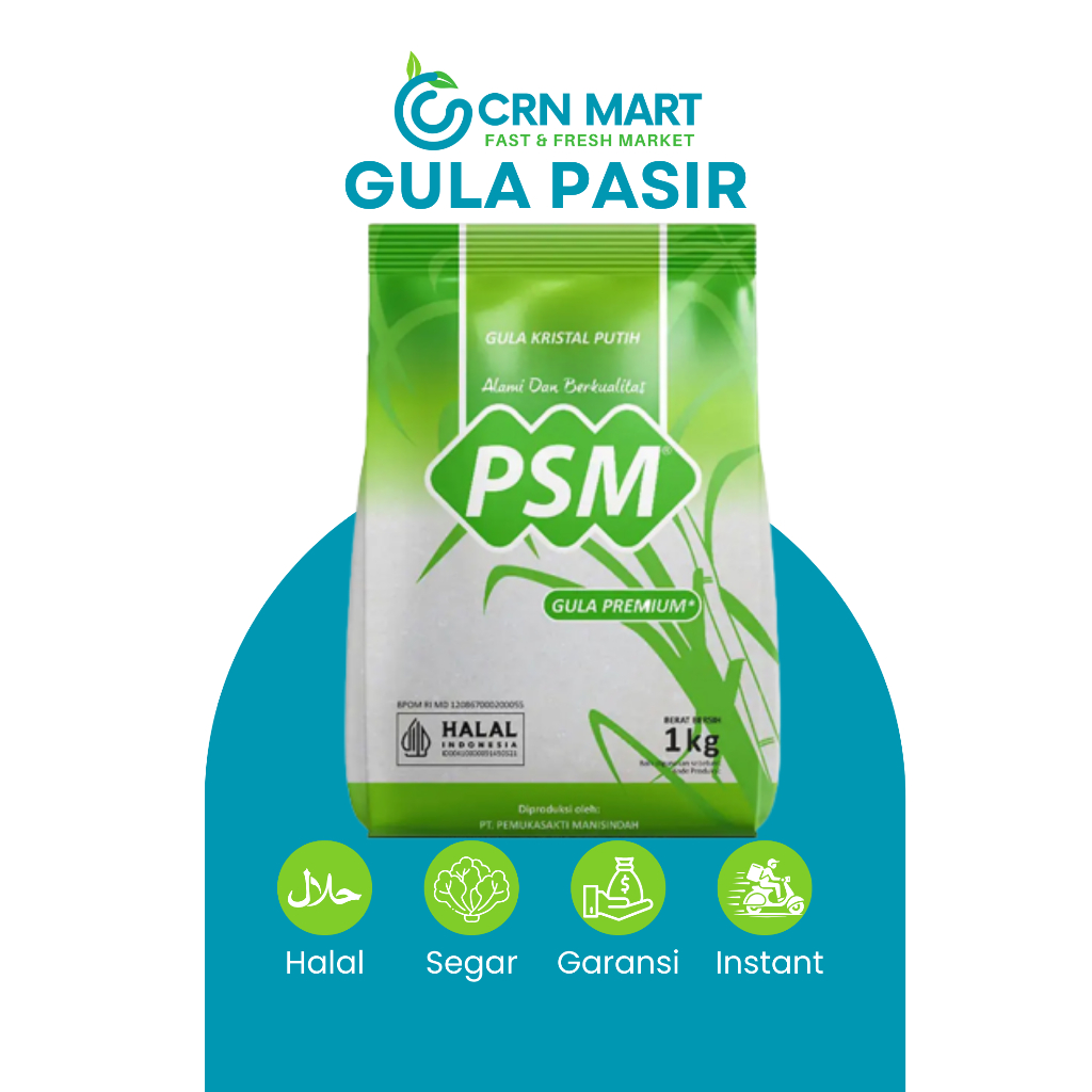 

CRN MART - PSM Gula Pasir Putih/Gula Tebu Kemasan 1 kg