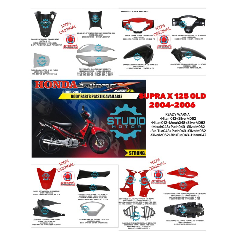Cover Body Komplet Komplit Set Bodi Halus Kasar Supra X 125 Lama Warna Hitam Merah Silver Biru Putih