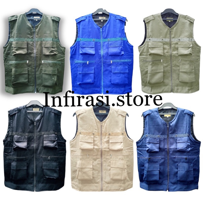 Rompi Tactical Outdoor Pria Bahan Katun Drill // Rompi Katun American Drill Tactical Banyak Kantong