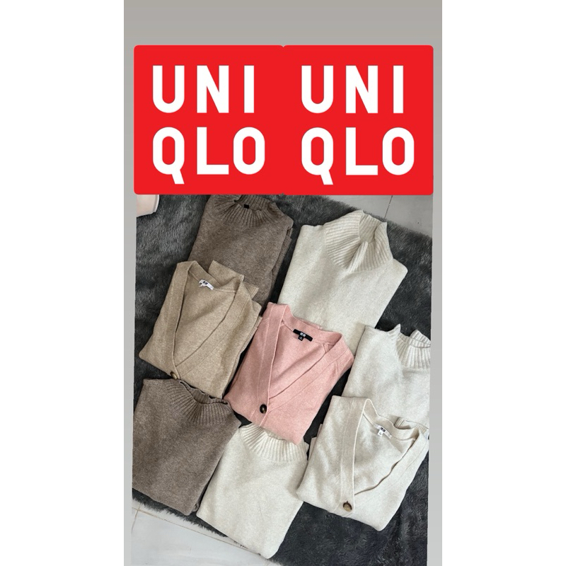 (+ADMIN) UNIQLO GU CARDIGAN O NECK SWEATER SOUFFLE YARN SALUR STRIPED NAVY LILAC UNGU COKSU MOCK NEC