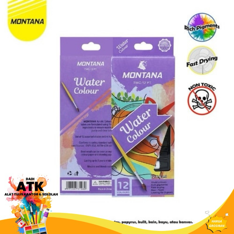 

Montana Water Colour 12 Warna TWC 12PT Cat Air 12 Warna 6 ml - jumlah 6 pack