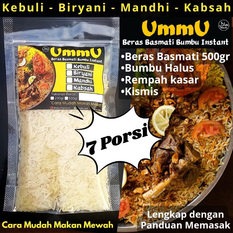 

Beras Basmati 500gr + Bumbu Rempah Instant Kebuli | Biryani | Mandhi | Kabsah