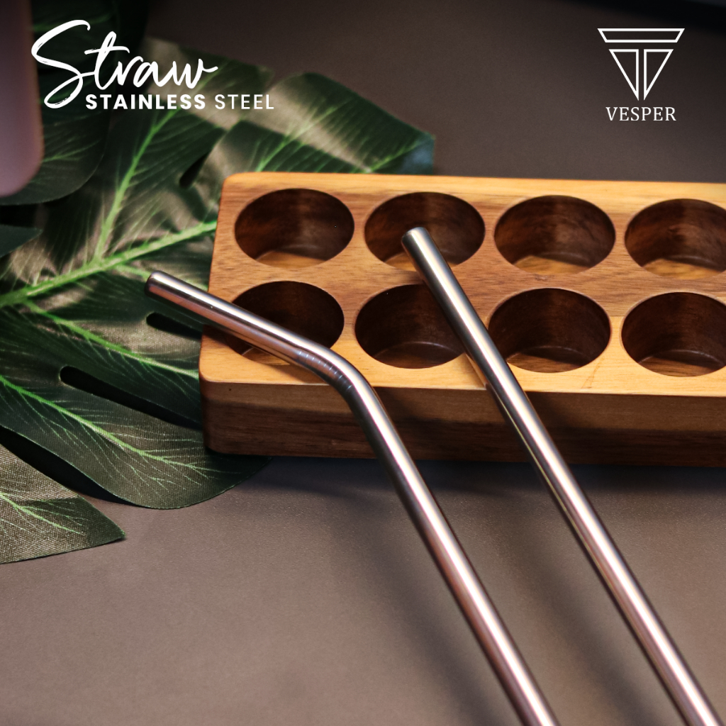 sedotan stainless steel panjang 30cm /  reusable stainless straight bent straw sedotan besi lurus be