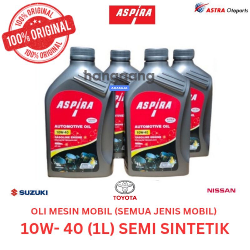 Oli Mesin Mobil Toyota Honda Suzuki 10W-40 Aspira Oil 1L Original