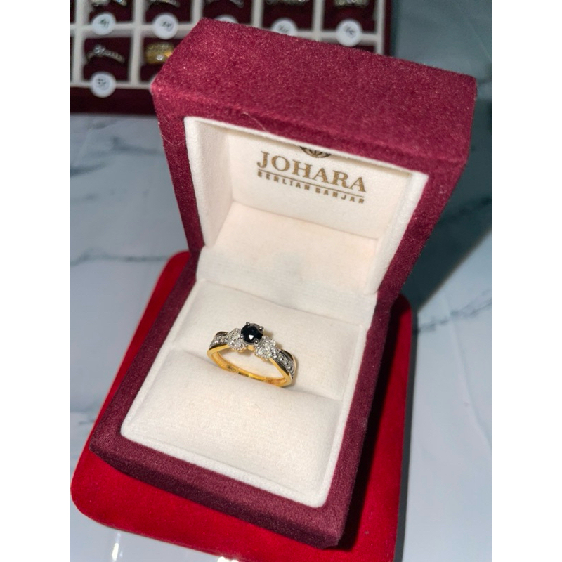 “JOHARA BERLIAN” cincin wanita berlian eropa + berlian hitam ring perak 012