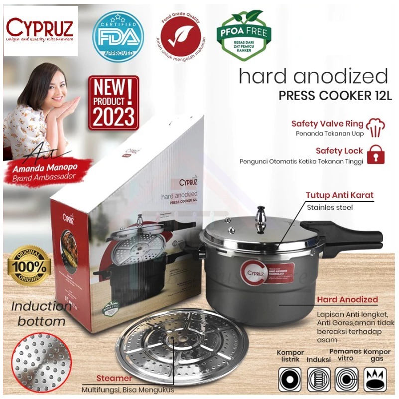 CYPRUZ PC-0412 Panci Presto 28 Cm 12 Liter | Pressure Cooker Induksi Panci Presto Induksi 12 Liter