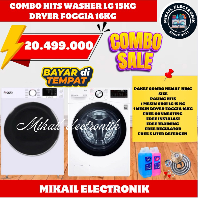 PAKET MESIN LAUNDRY COMBO MESIN CUCI DAN PENGERING FOGGIA 16 KG