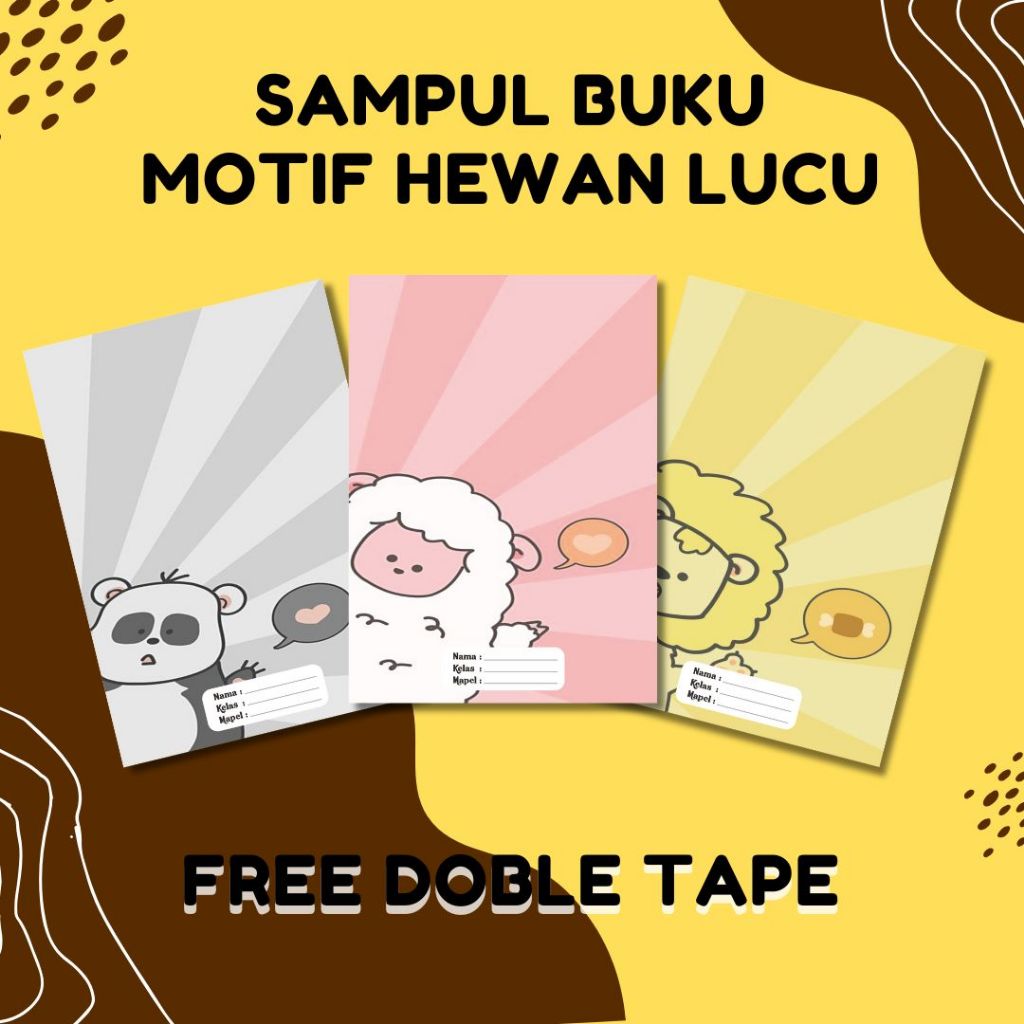 

SAMPUL BUKU TULIS CUSTOM NAMA, KELAS DAN MAPEL SIDU CAMPUS BIGBOSS MOTIF HEWAN LUCU (ISI 10 PCS) FREE DOBLE TAPE