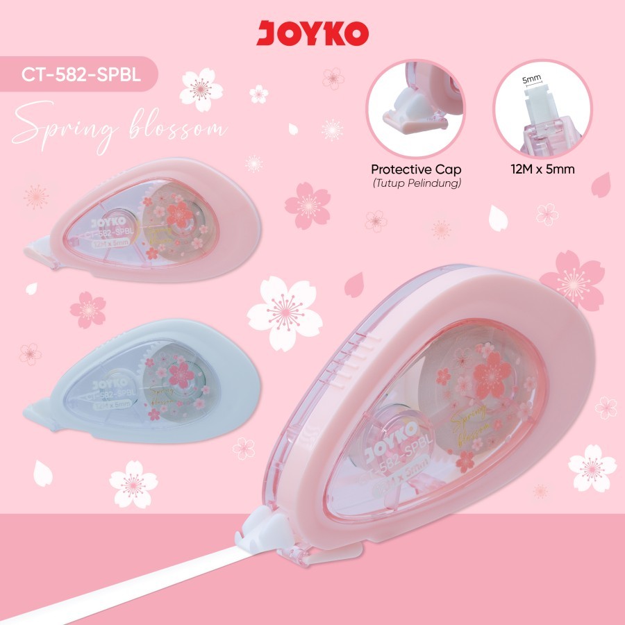 

Tip Ex Correction Pen Joyko CT-582-SPBL Spring Blossom Original (1 PCS) / Correction Tape Pita Koreksi Joyko CT-582-SPBL / Tip Ex Pita Fancy Serbaguna