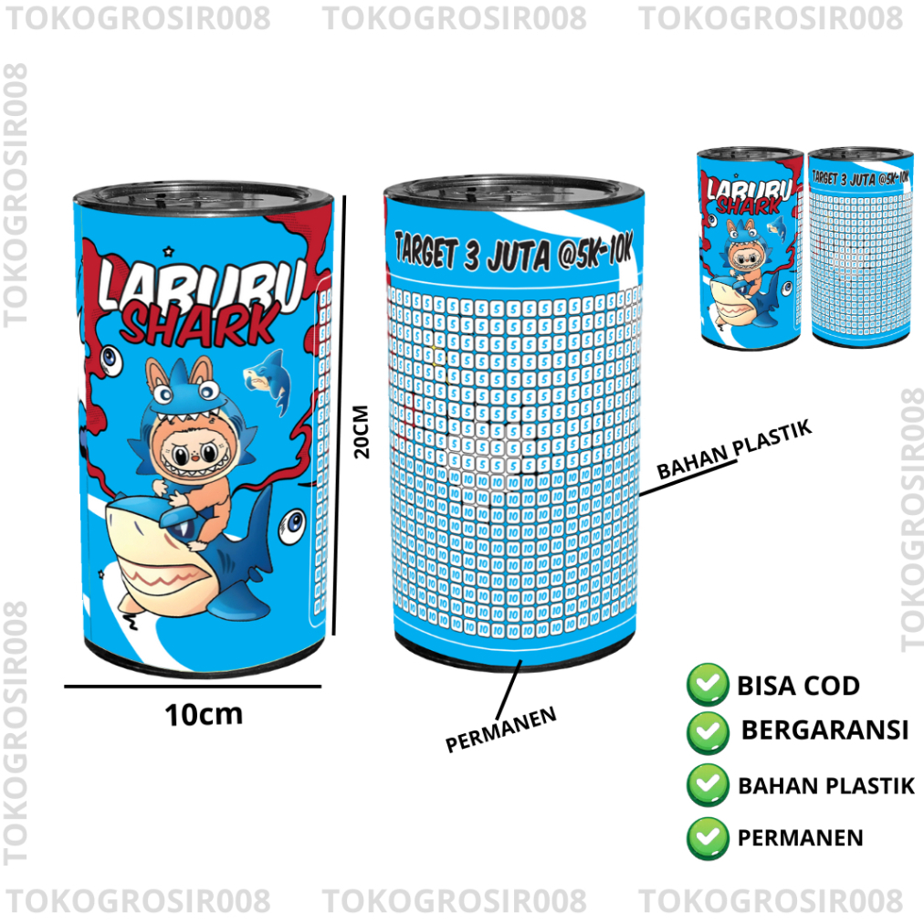 [FREE BUBBLE] Celengan Anak Karakter Labubu Target 3 Juta 5K Tabungan Anak Motif Laobubu Unik