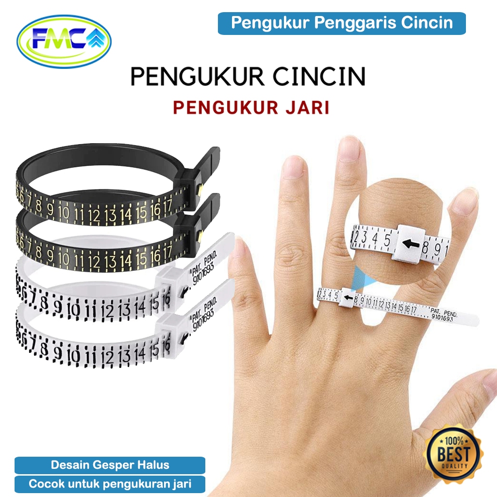 Pengukur Jari Cincin Pria Wanita Alat Ukur Perhiasan Pengukur Jari Cincin Dapat Disesuaikan Desain G