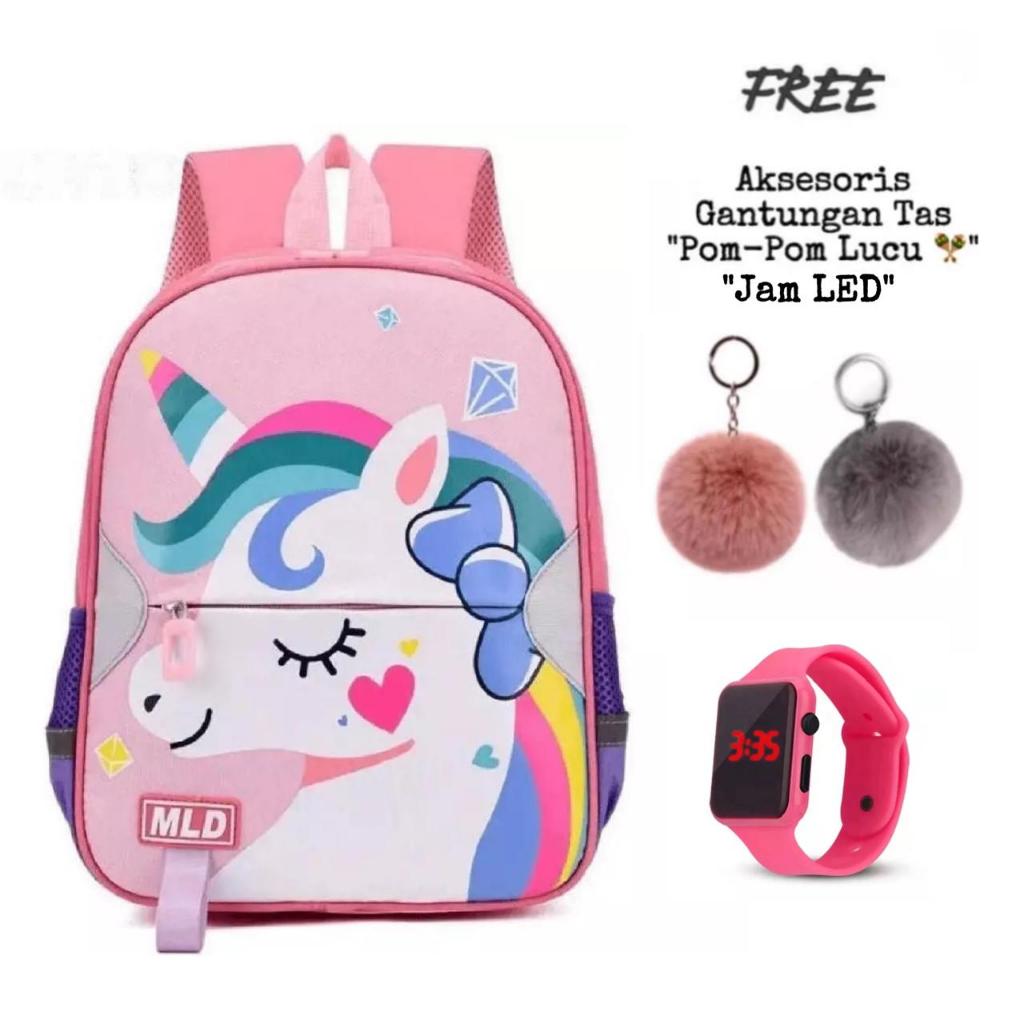 Tas Sekolah MDL Unisex Ransel Anak Karakter Dinosaurus / Unicorn untuk Anak TK