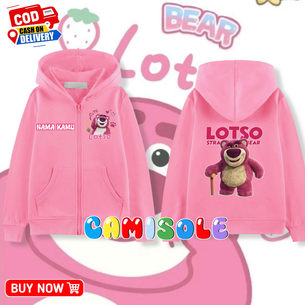 Hoodie Zipper Anak Lotso Toy story/Jaket Resleting
