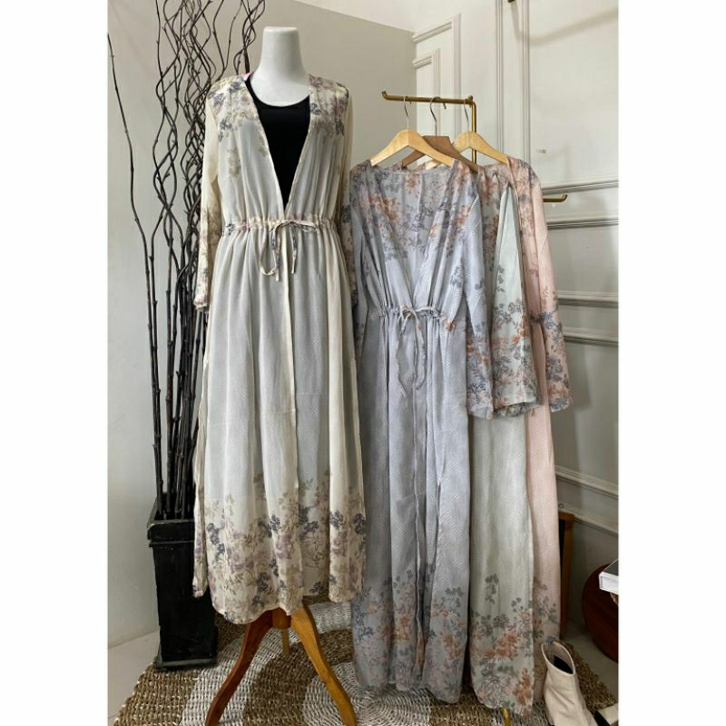 Ready long outer ceruty motif bunga