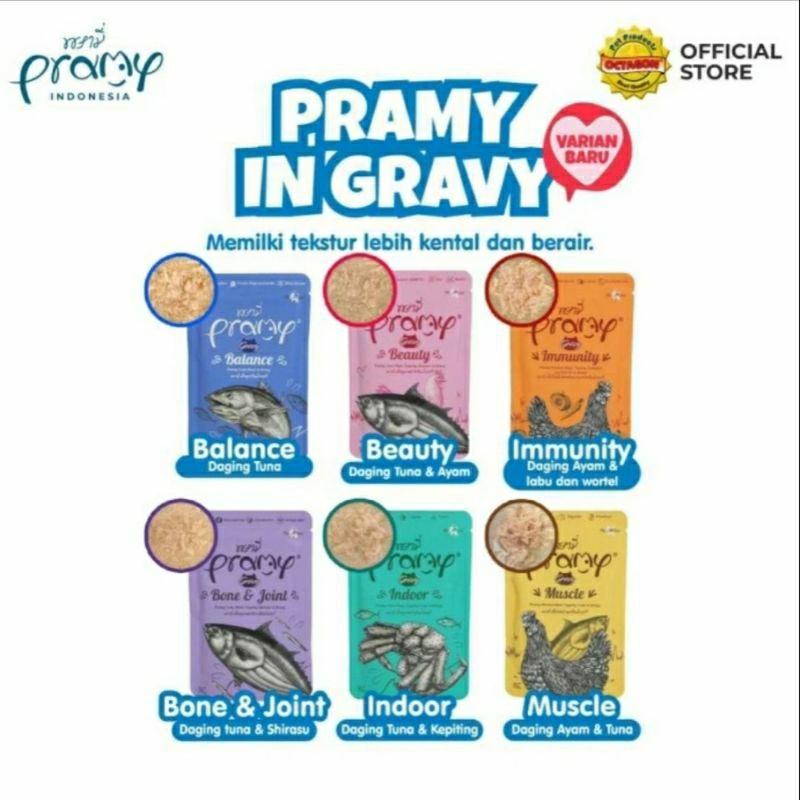 Pramy Gravy Cat Wet Food Premium Pouch 70 gram - Makanan Basah Kucing
