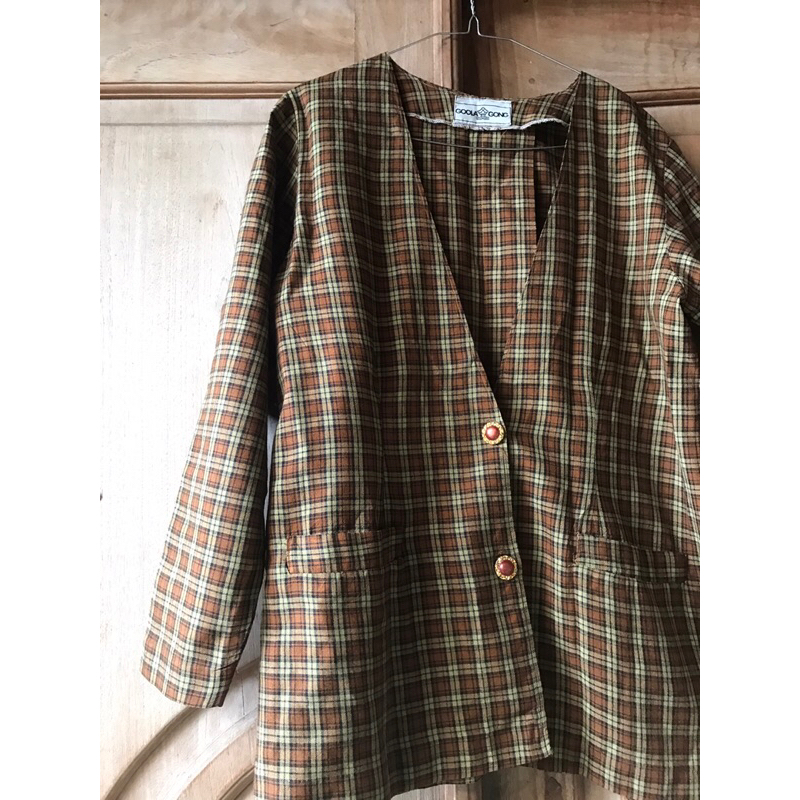 Blazer kotak-kotak coklat