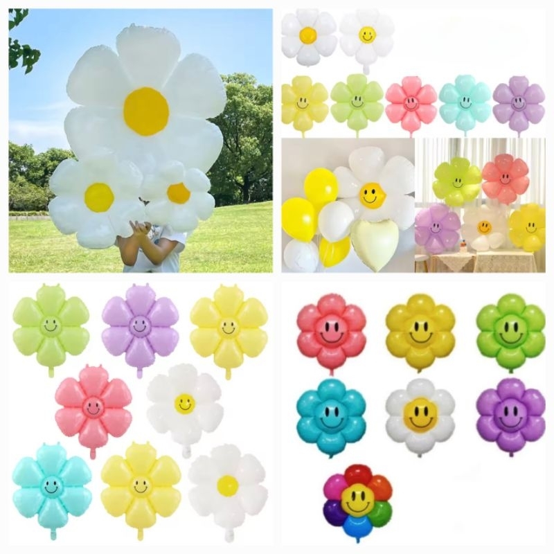 Balon Foil Bunga Smile Daisy Sunflower Sun Flower Matahari Balon Dekorasi Pesta Ulang Tahun Kecil Ta