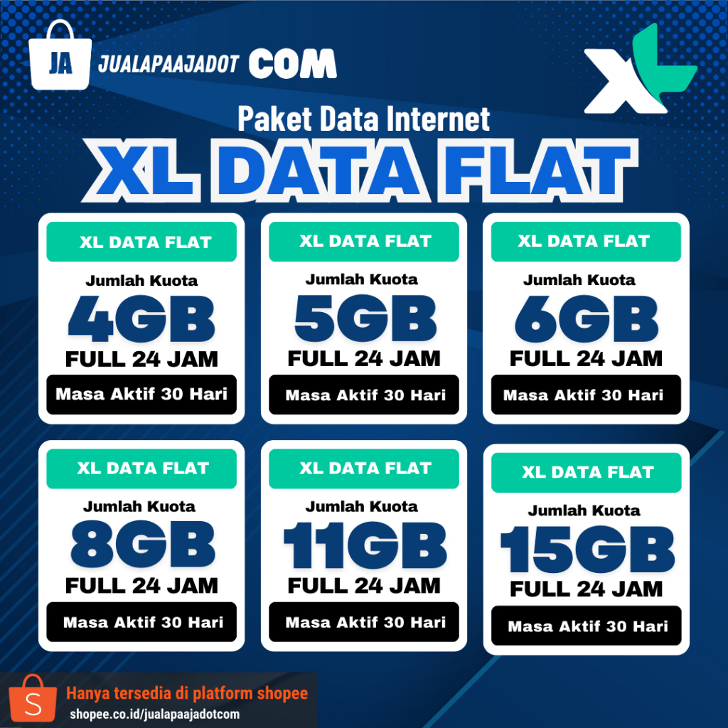 PAKET INTERNET DATA FLAT XL [4 GB - 18GB] | Proses cepat 10 menit