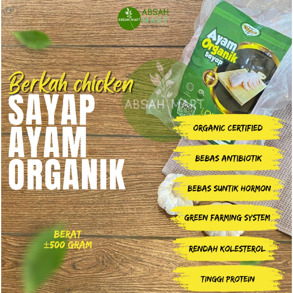 

Sayap Ayam Organik/Ayam Probiotik BERKAH CHICKEN kemasan 500 gram Natural Sehat tanpa MSG non GMO