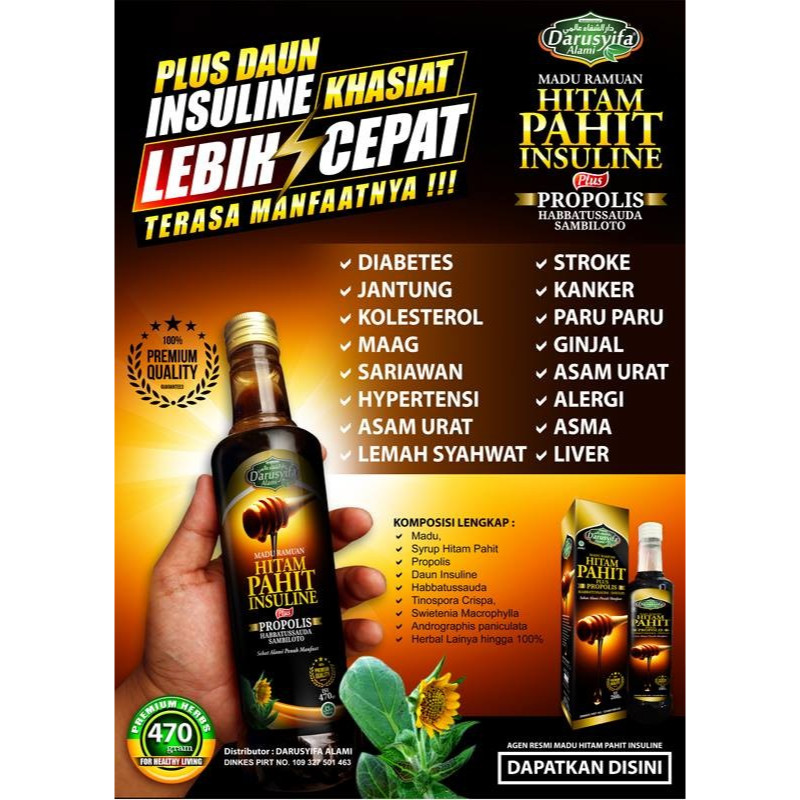 

Madu Hitam Pahit Insulin Darusyifa | Madu Hitam Pahit Propolis plus Sambiloto