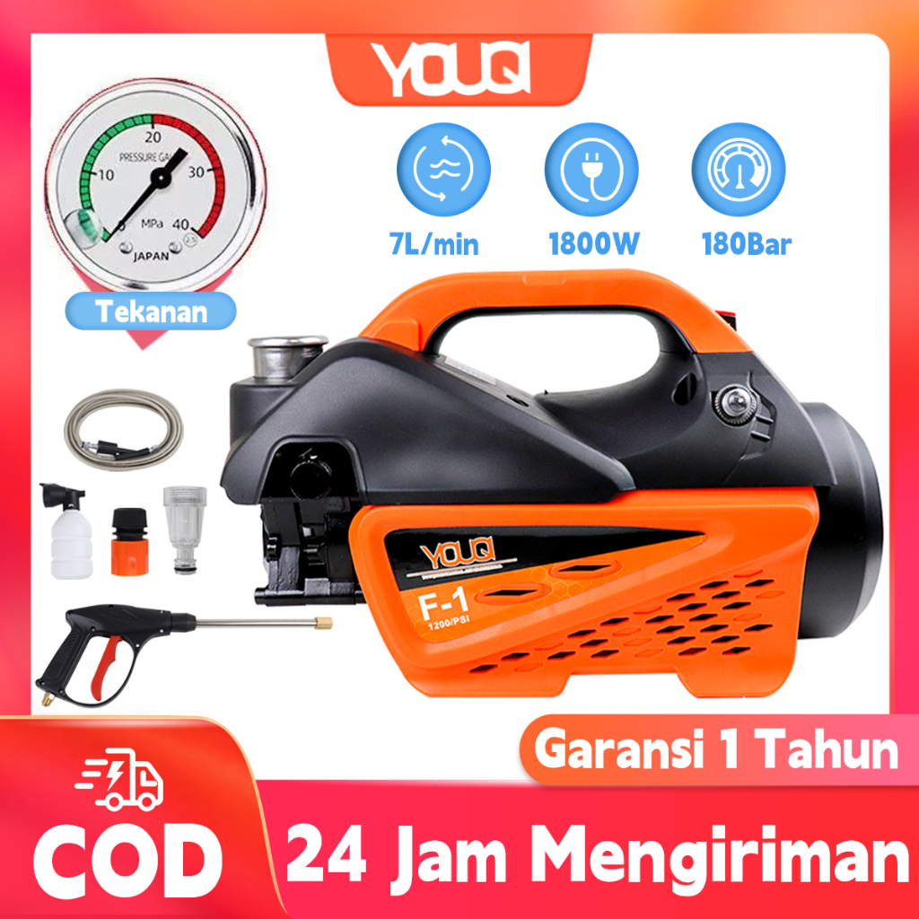 Jakarta Kompresor - YOUQ Mesin Cuci Mobil & Motor Kompresor High Pressure Washer 7/10/15 Meter