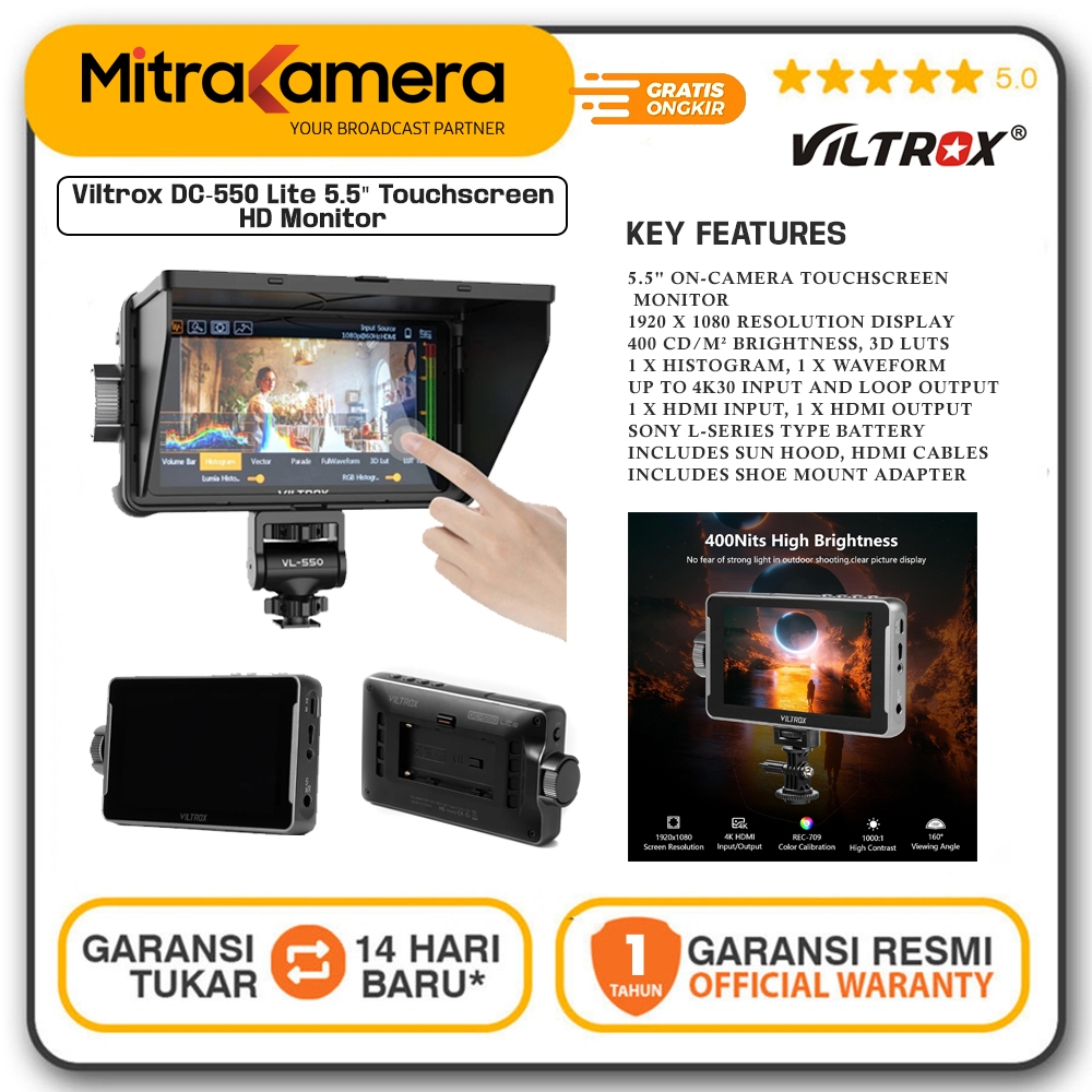 Monitor Viltrox DC-550 LITE 5.5'' Portable HD Camera Monitor