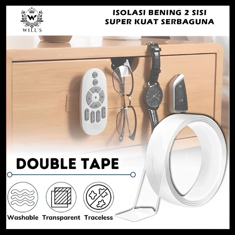 

KITCHENWARE Nano Double Tape/Isolasi Bening 2 Sisi Super Kuat Tanpa Bekas/Nano Double Side Tape