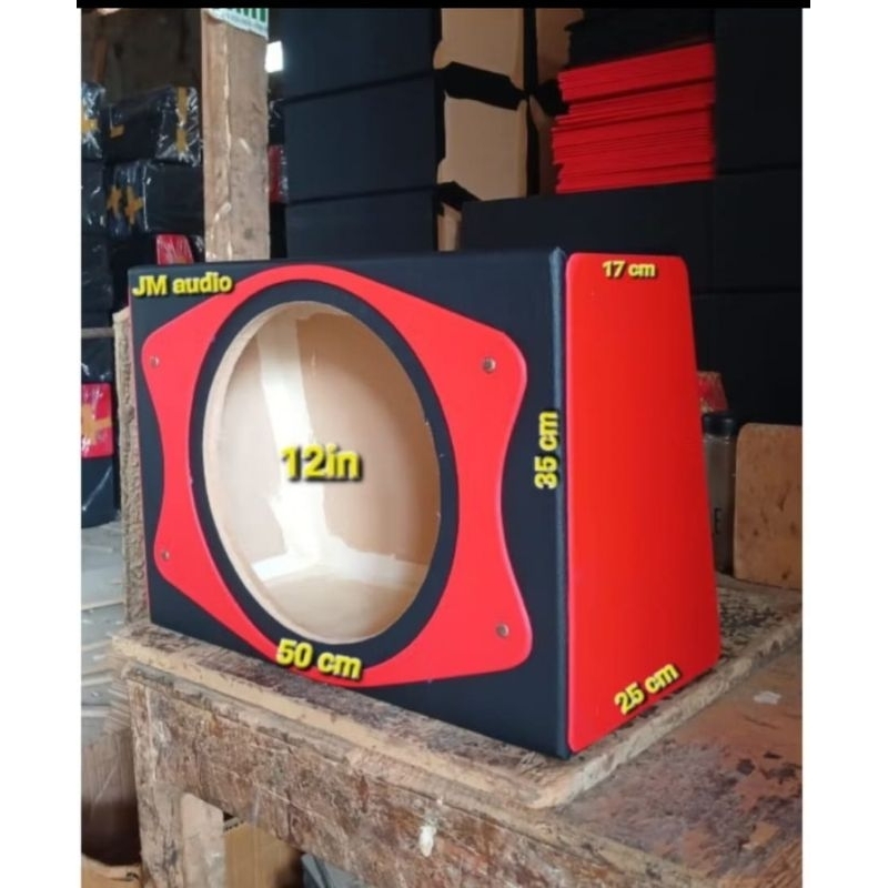 Box subwoofer 12 inch Universal motif,bahan full mdf 18 mm lapis kulit oscar