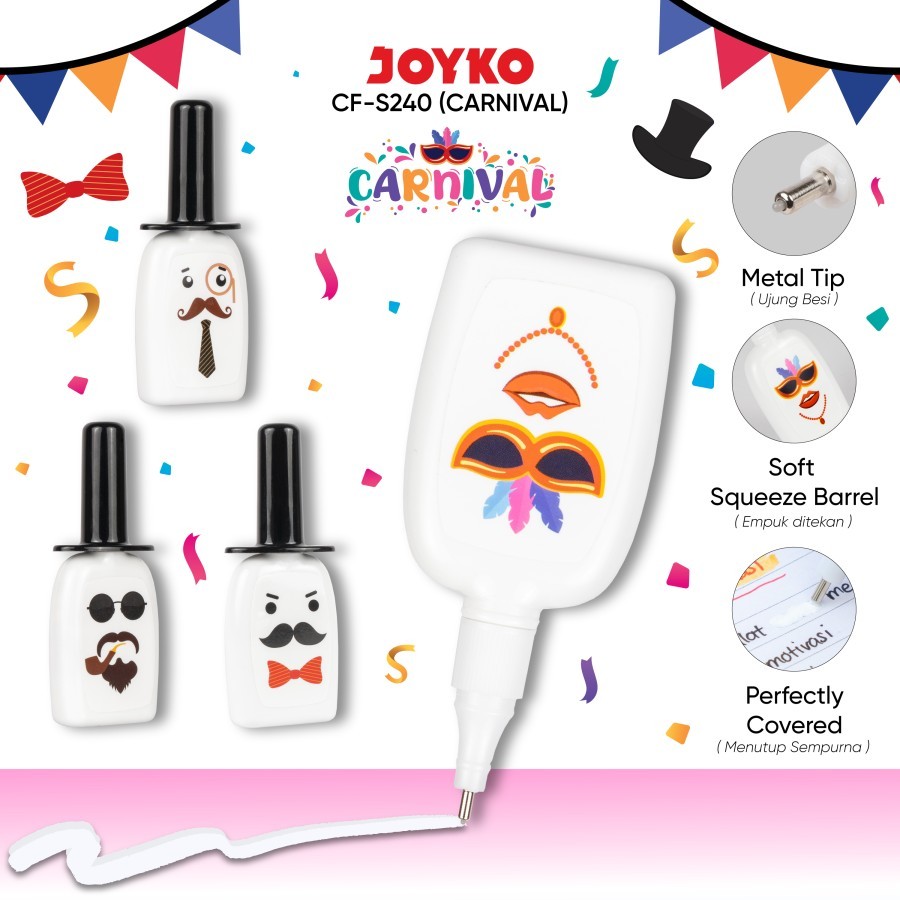

(1 pc) Correction Fluid Cairan Koreksi Penghapus Cair Joyko CF-S240 Carnival