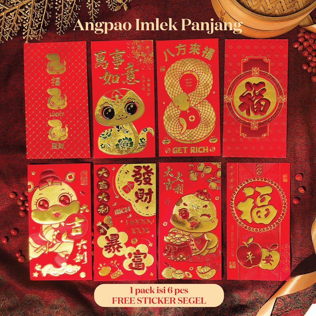 

Angpao Imlek Angpau CNY Panjang Besar Premium Tebal isi 6 Pcs (FREE STIKER SEGEL)