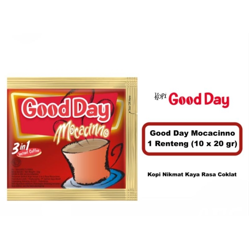 

Kopi Good Day Moccacinno 3 in 1 Merah / Kopi Good Day Merah Kopi Instan ( 20 g / 10pcs)