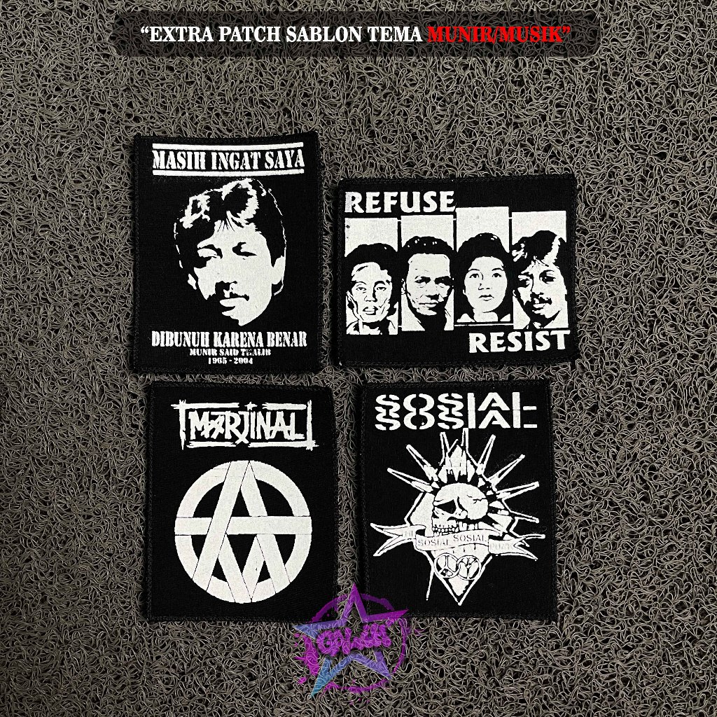 Patch Munir Emblem sablon Marsinah tempelan jahit aksesoris outfit patch bordir back patch iron patc
