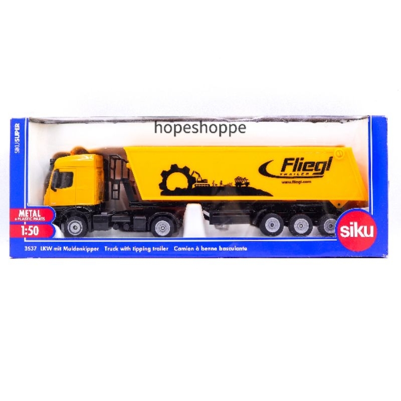 Diecast Mobil Siku Super 3537 Mercedes Benz Arocs Truck with Tipping Trailer Original