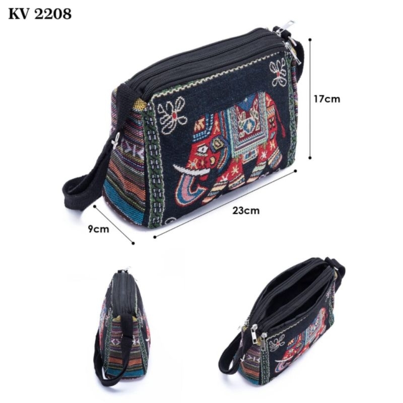TAS SELEMPANG KANVAS ETNIK BANGKOK/ TAS KANVAS GAJAH/ TAS THAILAND RESLETING 1