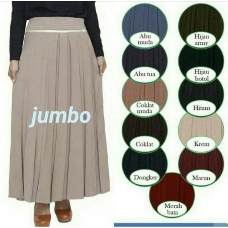 Rok kerja plisket-Rok kerja plisket bahan ferari tebal Rok pembina Pramuka Coklat tua