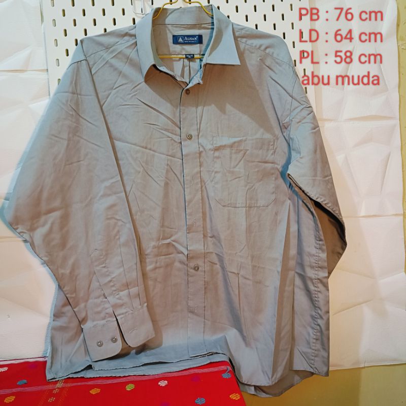 Kemeja big size kemeja jumbo pria polos abu muda merk ALLISAN