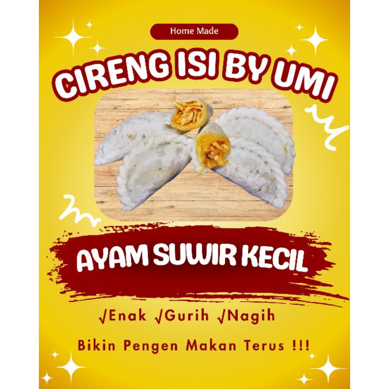 

Cireng Isi ayam suwir pedas by umi/ukuran kecil diameter 8cm/1 pack isi 5pcs