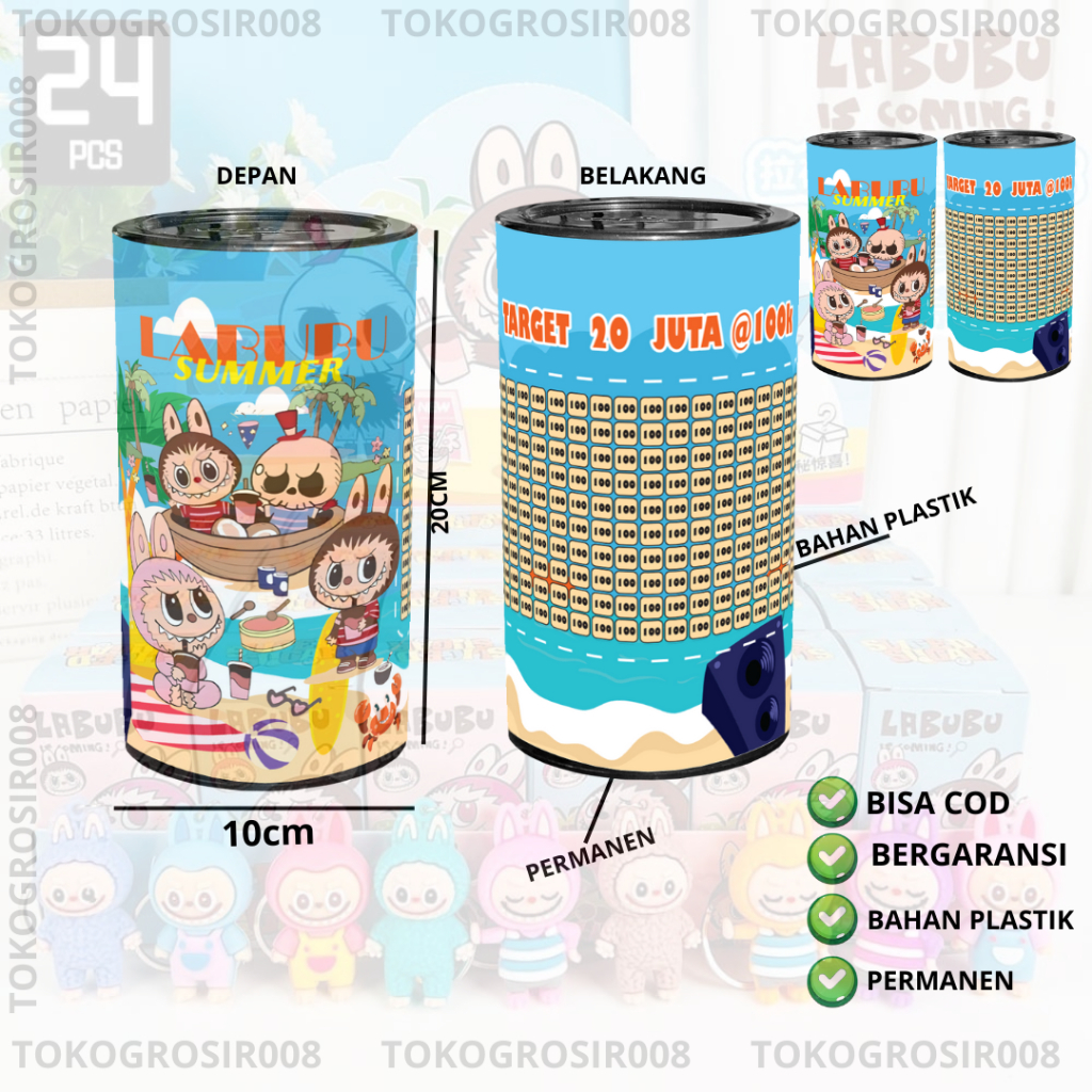 CELENGAN LABUBU PREMIUM TARGET 20 JUTA CELENGAN KARAKTER LUCU PERMANEN TABUNGAN ANAK SOUVENIR KADO