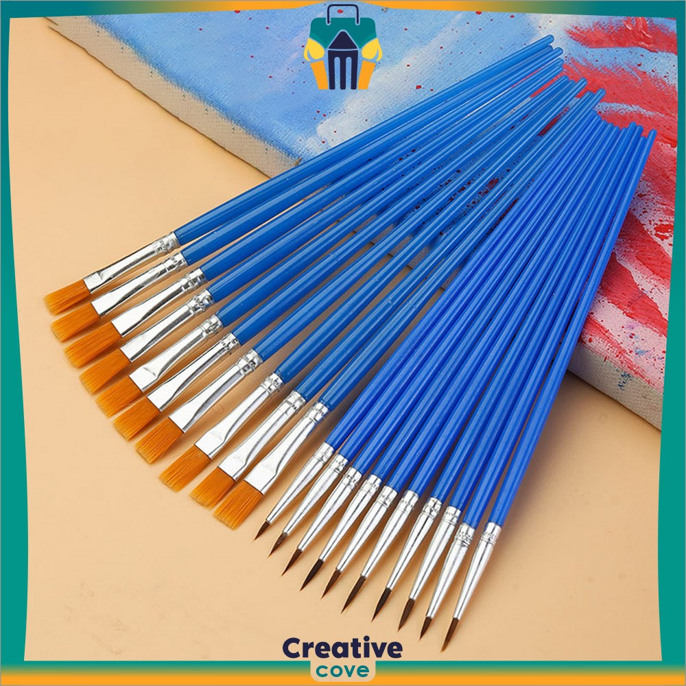 

Paint Brush Nilon Ujung Pointed dan Flat / Kuas Lukis Lancip Datar Art / Brush Cat Minyak Akrilik Creative Cove A98