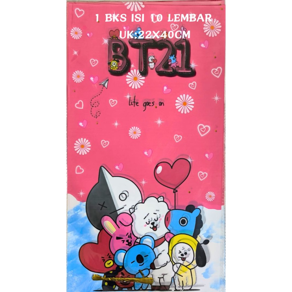 

OPP Party Bag / Goodie Bag / Plastik Bingkisan Snack BT21 Uk 22x40cm isi 10 lembar