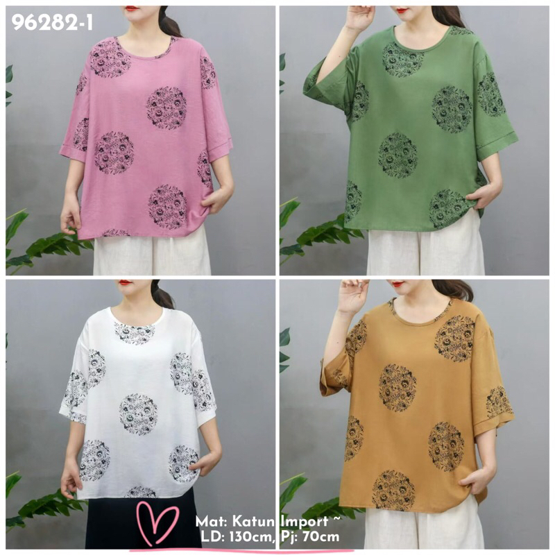 Blouse jumbo motif bunga bulat