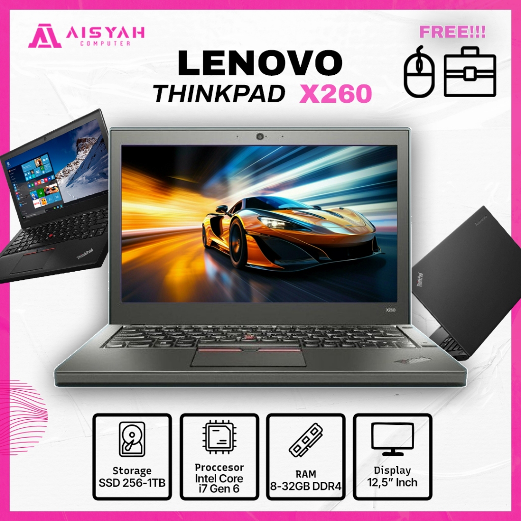 Lenovo Thinkpad X260 Core i5/i7 Gen 6 RAM 8GB SSD 256GB Second Original Mulus BERGARANSI