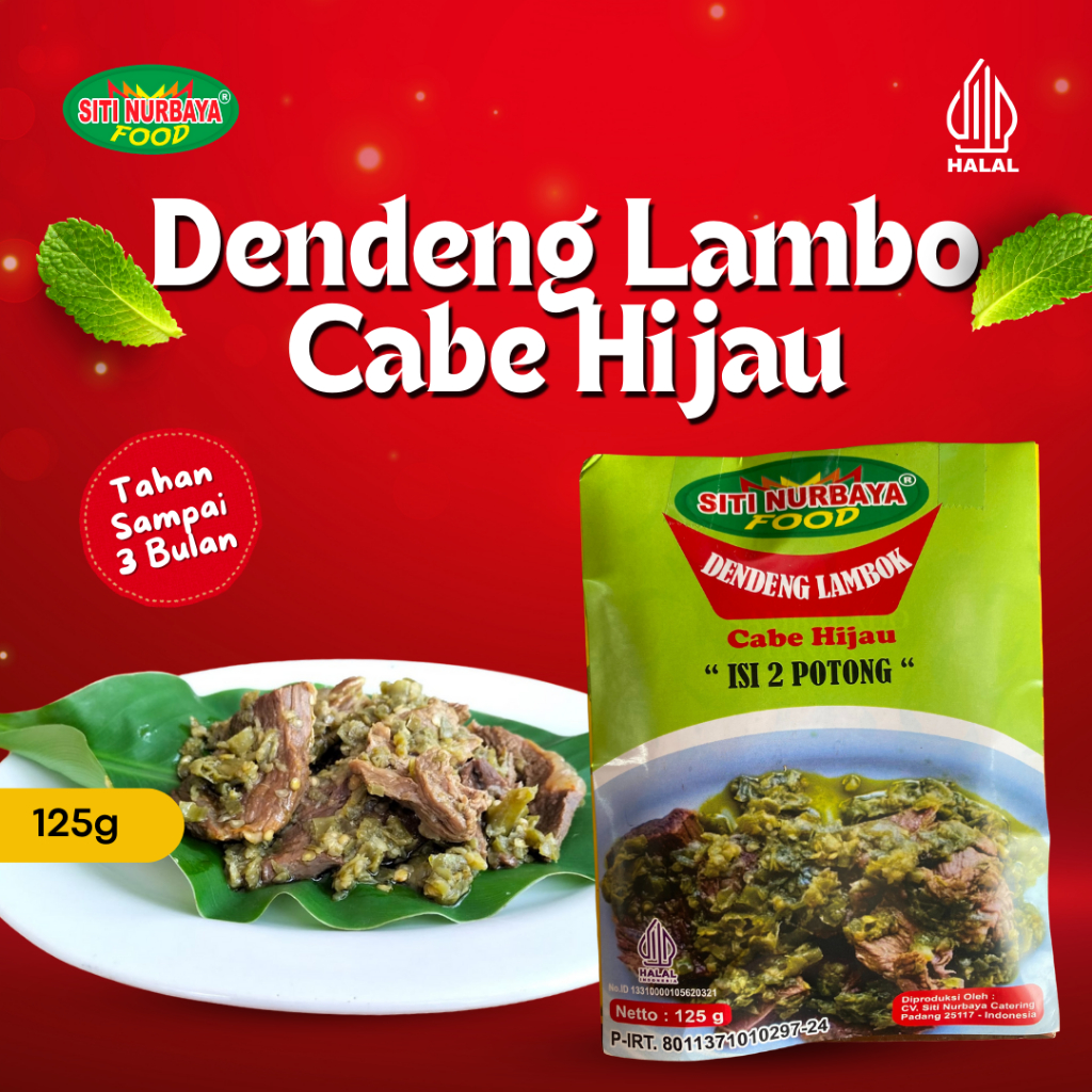 

Dendeng Lambok Cabe Hijau 125g Isi 2 Potong