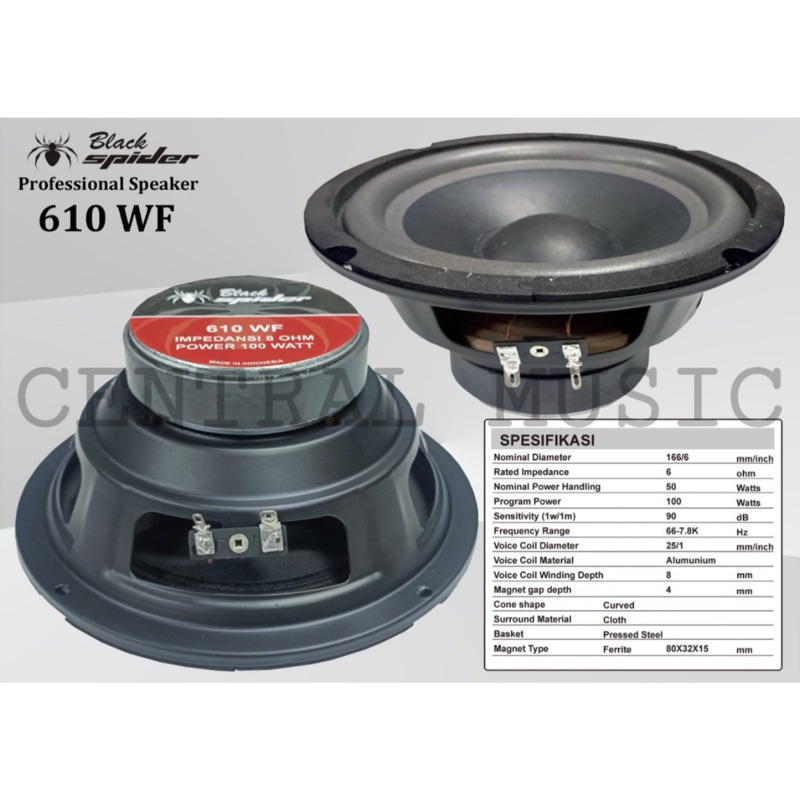 SPEAKER KOMPONEN BLACK SPIDER 6 INCH 610WF ASLI KUALITAS TERBAIK