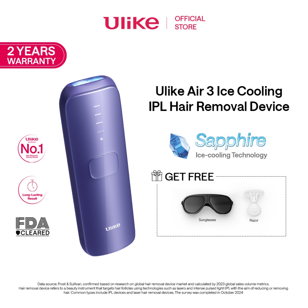 Ulike Air 3 Purple Ice Cooling IPL Hair Removal Device / Alat Penghilang Rambut