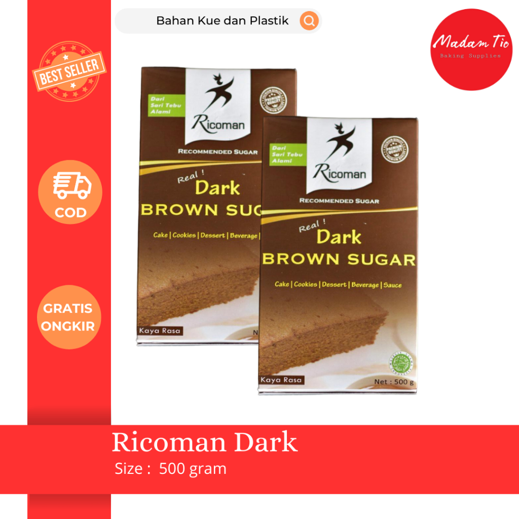 

Ricoman Dark Brown Sugar 500gram 1pcs