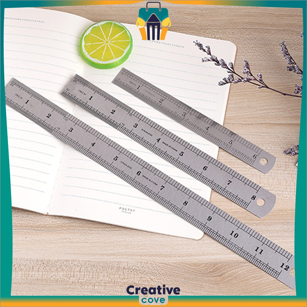

Penggaris Besi 30CM Peralatan Sekolah / Ruler 15CM Penggaris Stainless Alat Ukur Serbaguna Creative Cove A107
